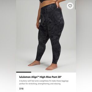 Lululemon Women’s Align 28” Diamond Dye Pitch Grey Graphite Grey Size 4